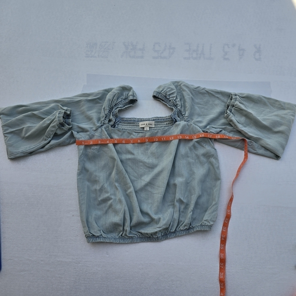Anthropologie Cloth & Stone Smocked Chambray Long sleeve Top Size XL - Picture 9 of 11
